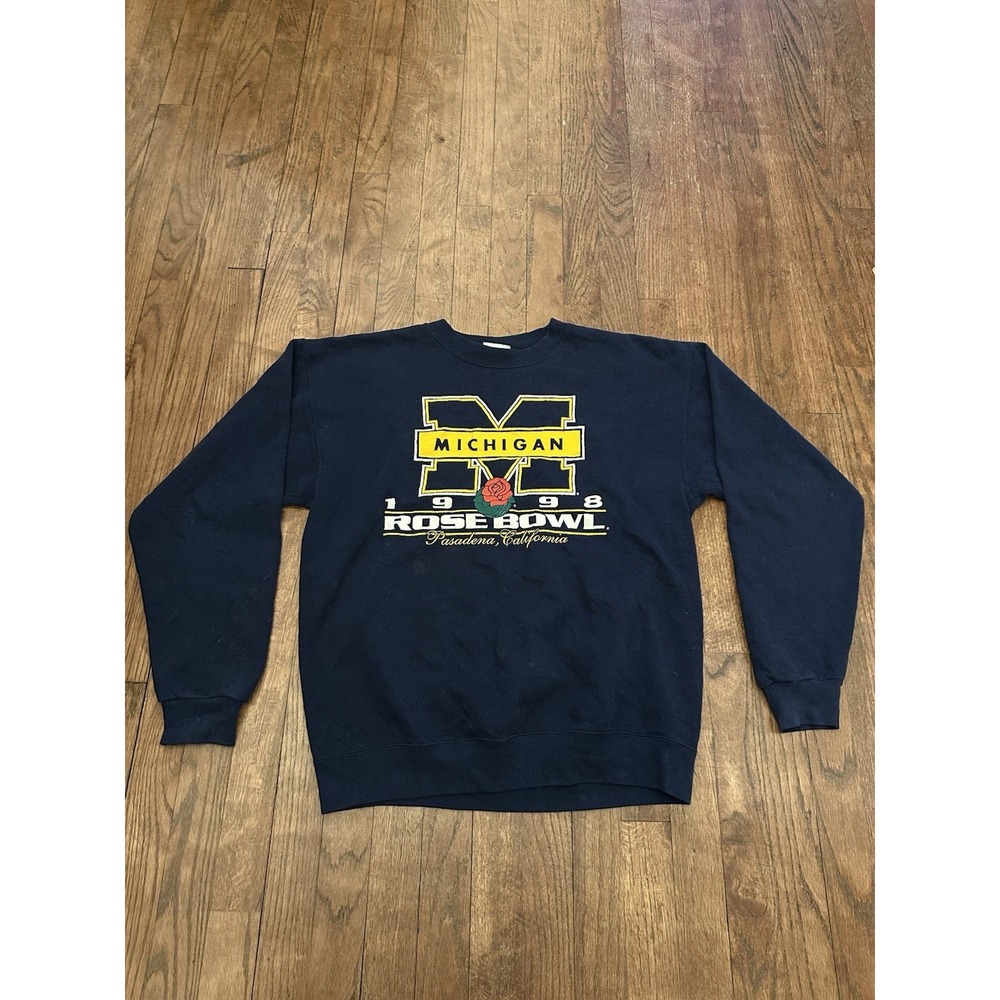 Vtg 90s L 1998‎ Rose Bowl University of Michigan Football Sweatshirt USA Sweater